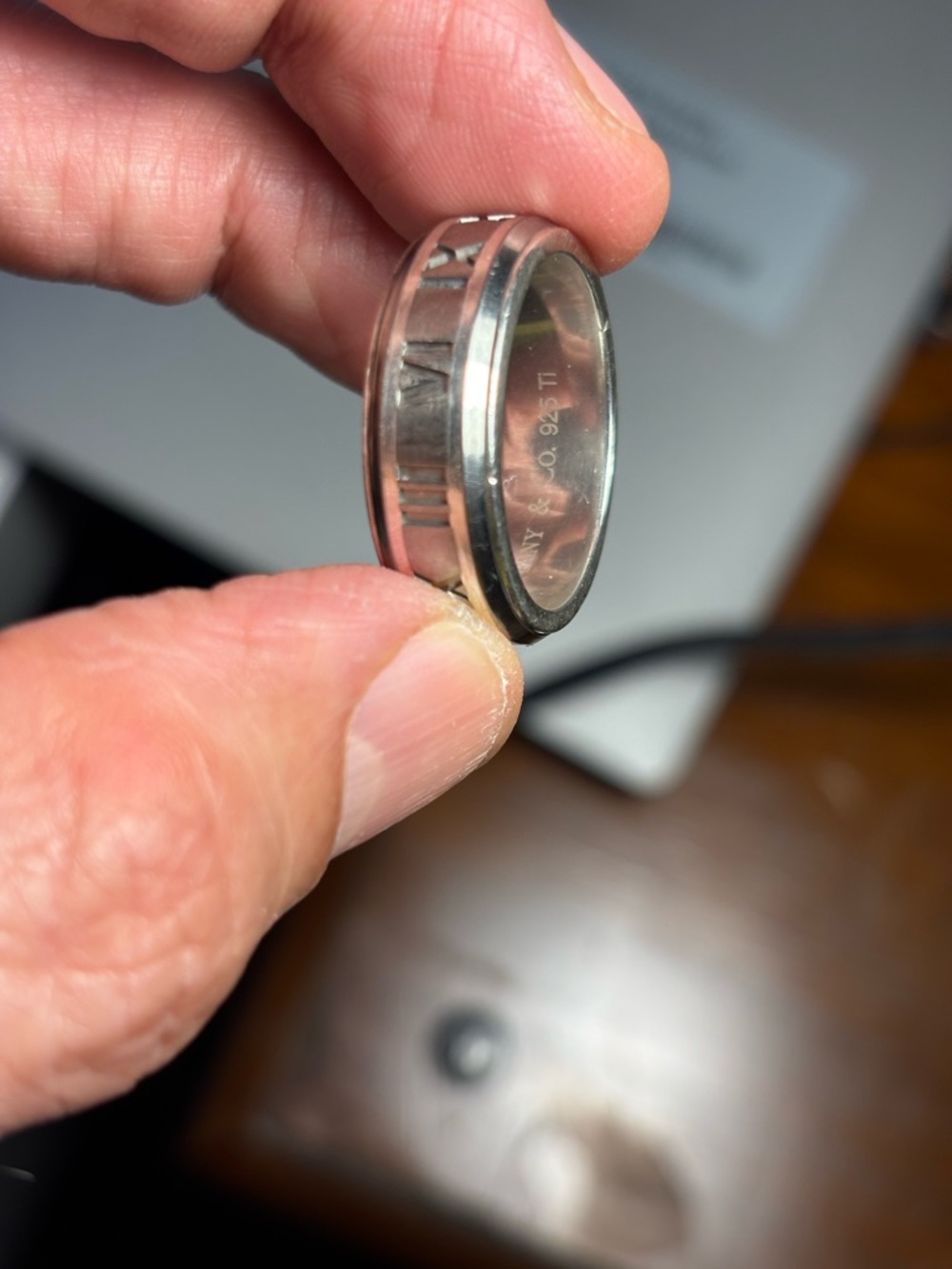 Authentic Tiffany’s Co. Atlas Ring - Silver and Titanium Size 12